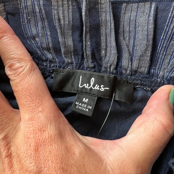 LULUS Women's Vacay Babe Navy Blue Striped Halter Maxi Dress Size M - Picture 8 of 11